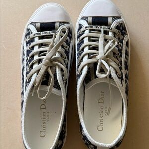 Dior Black and Beige Canvas Low-Top Sneakers